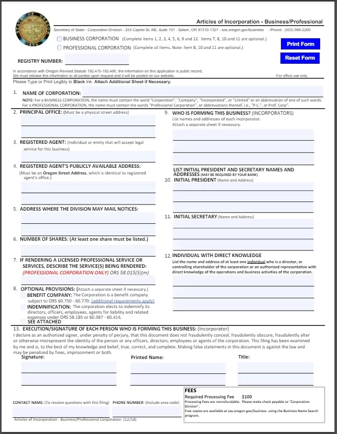 Articles of Incorporation Template 03