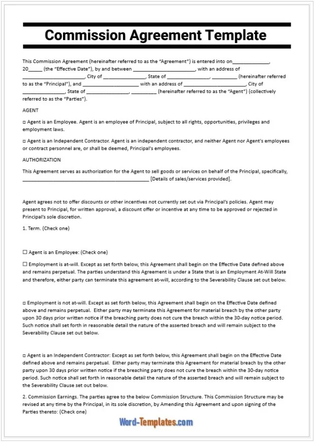 Commission Agreement Template 1