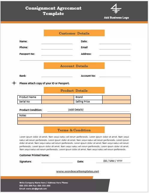 Consignment Agreement Template 01