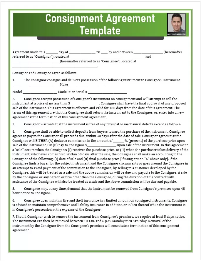 Consignment Agreement Template 02