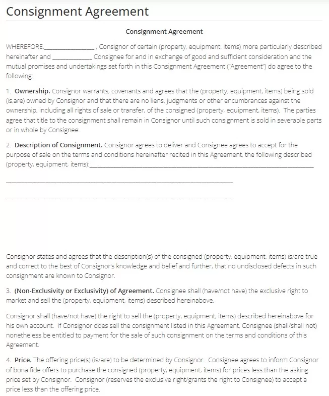 Consignment Agreement Template 03