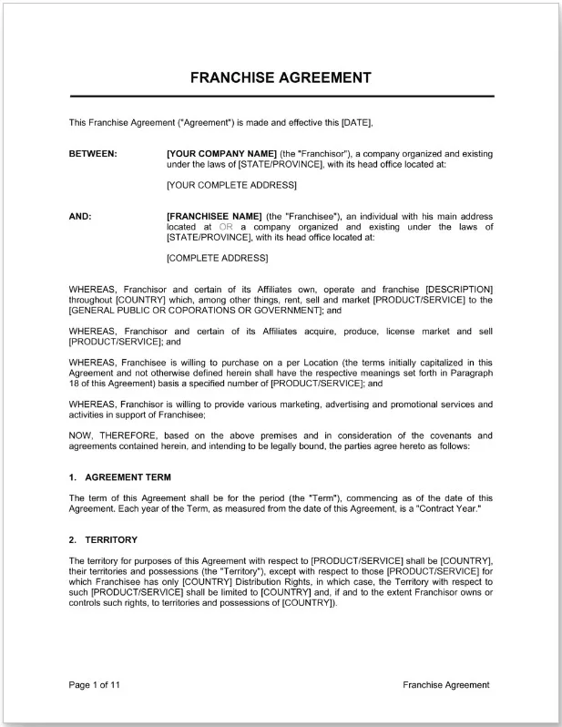 Franchising Agreement Template 05