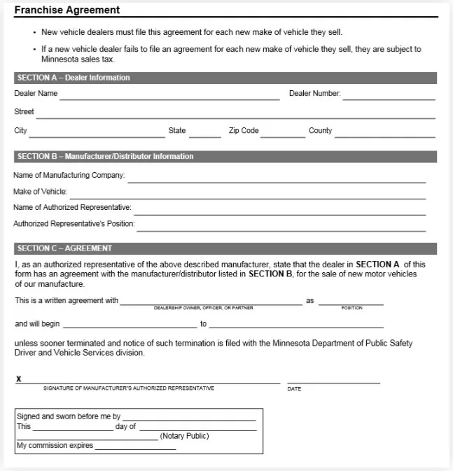 Franchising Agreement Template