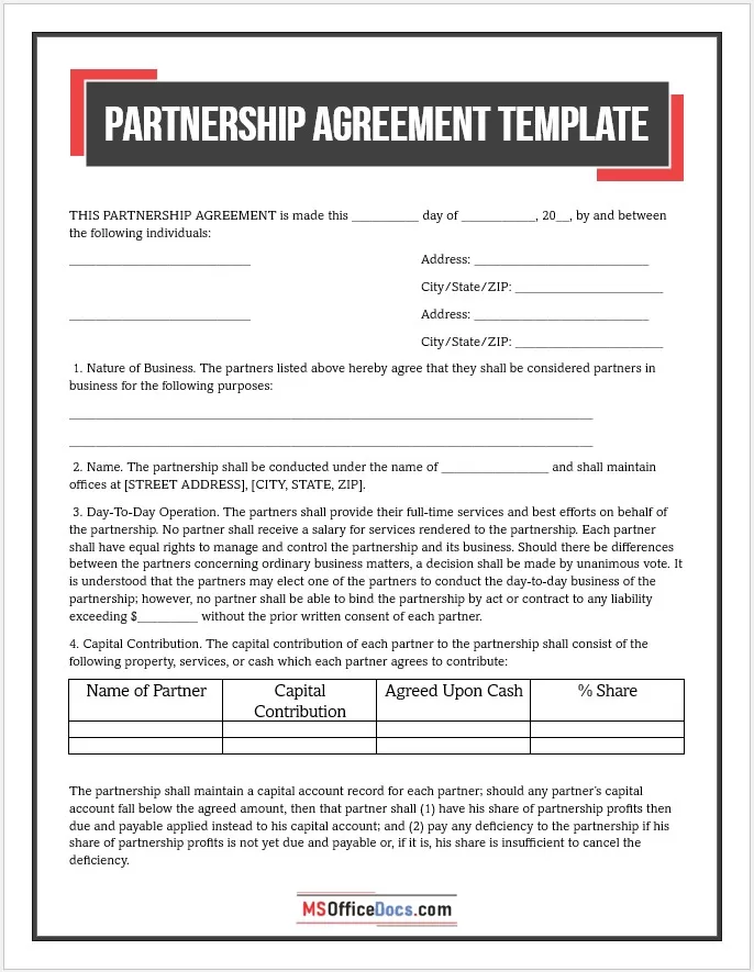 Partnership Agreement Template 03