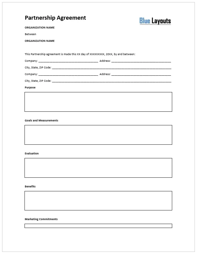 partnership agreement template