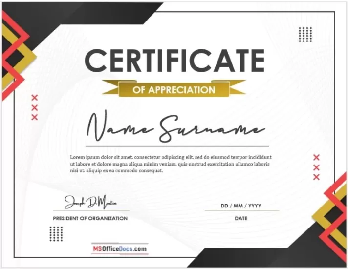 Appreciation Certificate Template 1