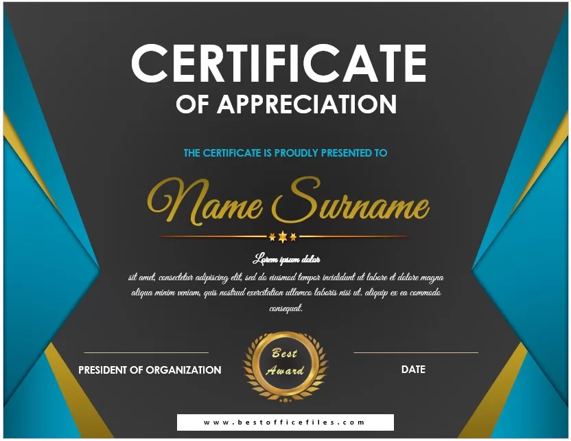 Appreciation Certificate Template 2