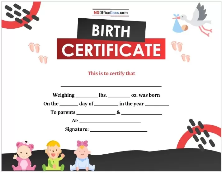 Birth Certificate Template 1