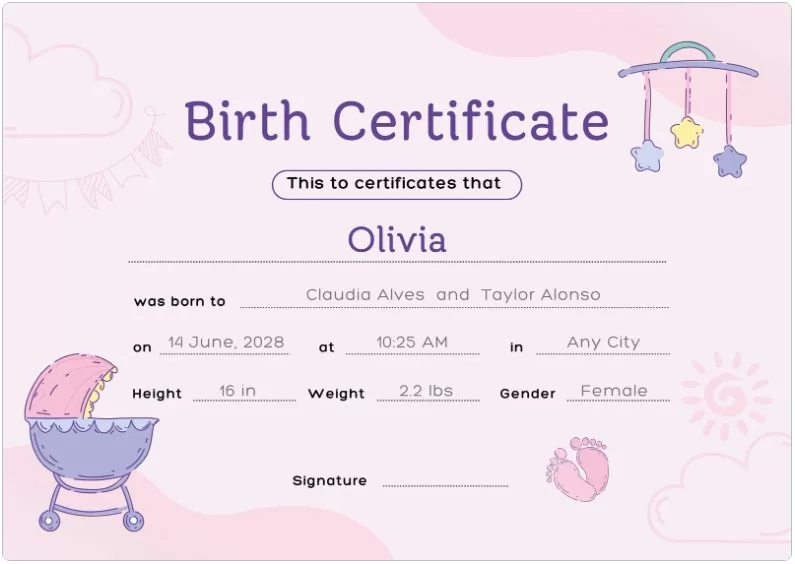 Birth Certificate Template 2