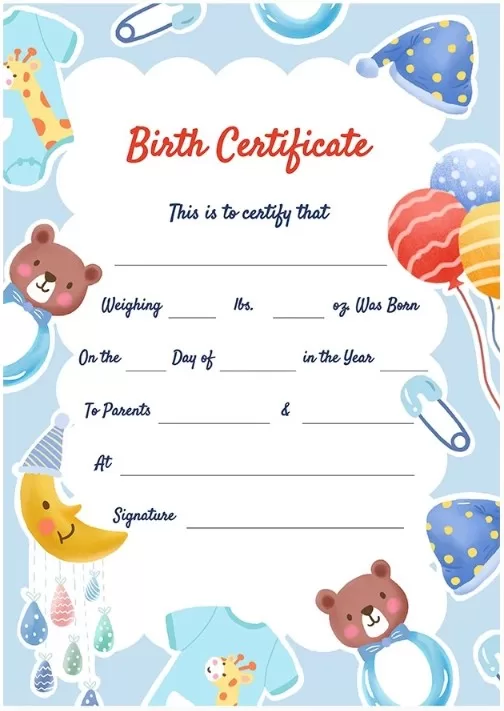 Birth Certificate Template 3