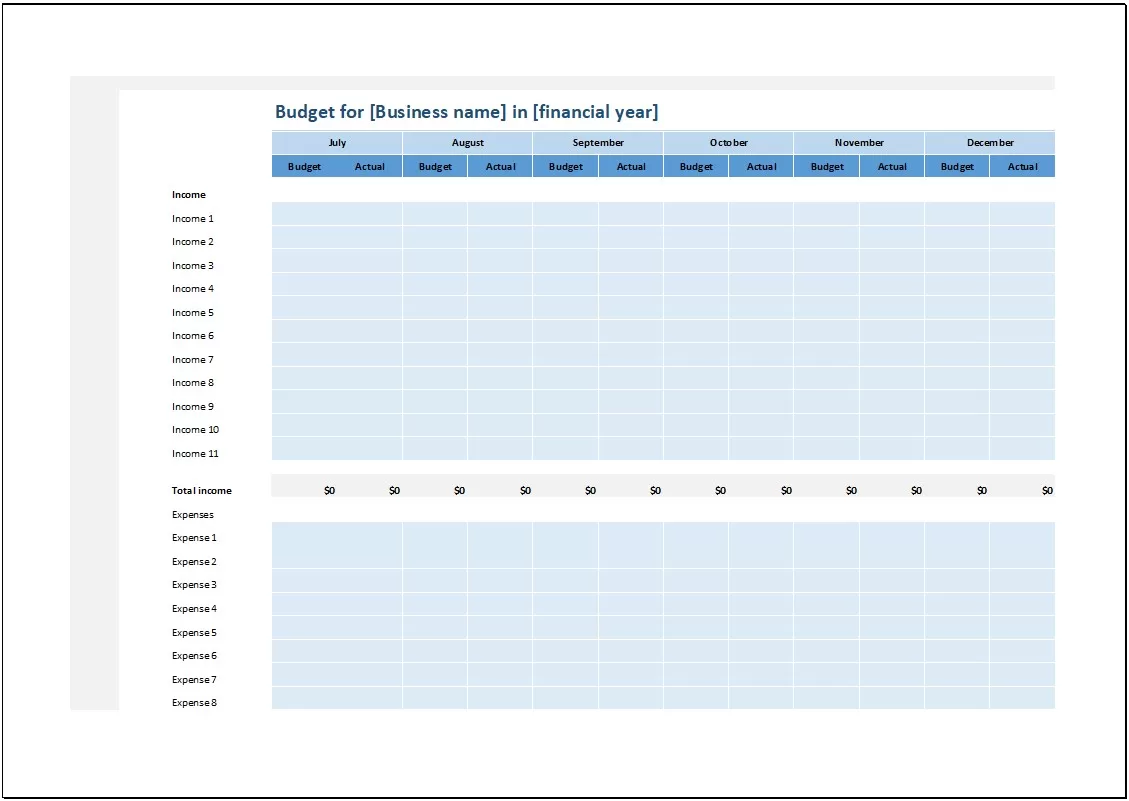 Business Budget Template 3