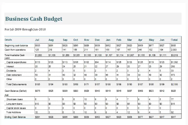 Cash Budget Template 5