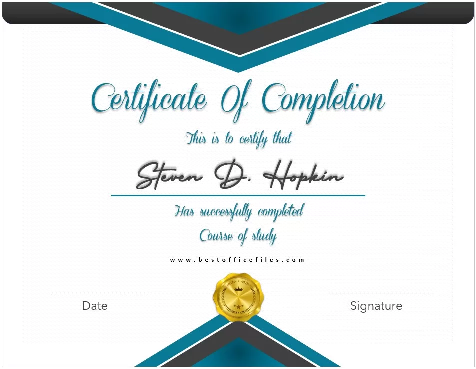 Certificate of Completion Template 2