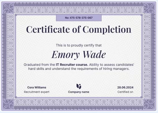 Certificate of Completion Template 4