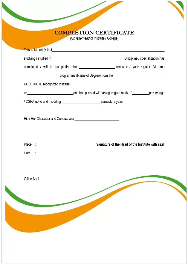 Certificate of Completion Template 5