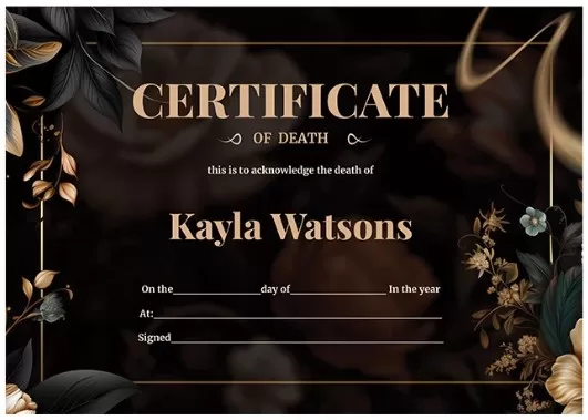 Death Certificate Template 2