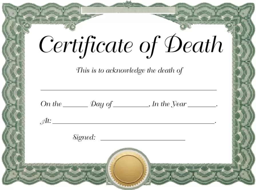 Death Certificate Template 4