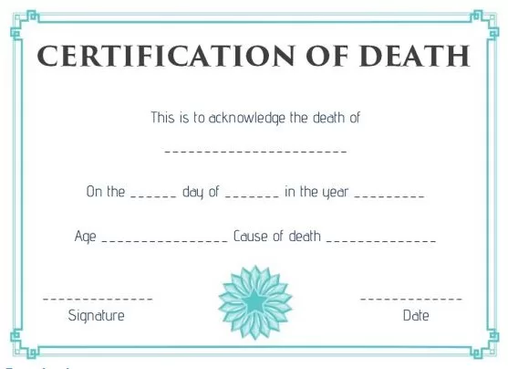 Death Certificate Template 5