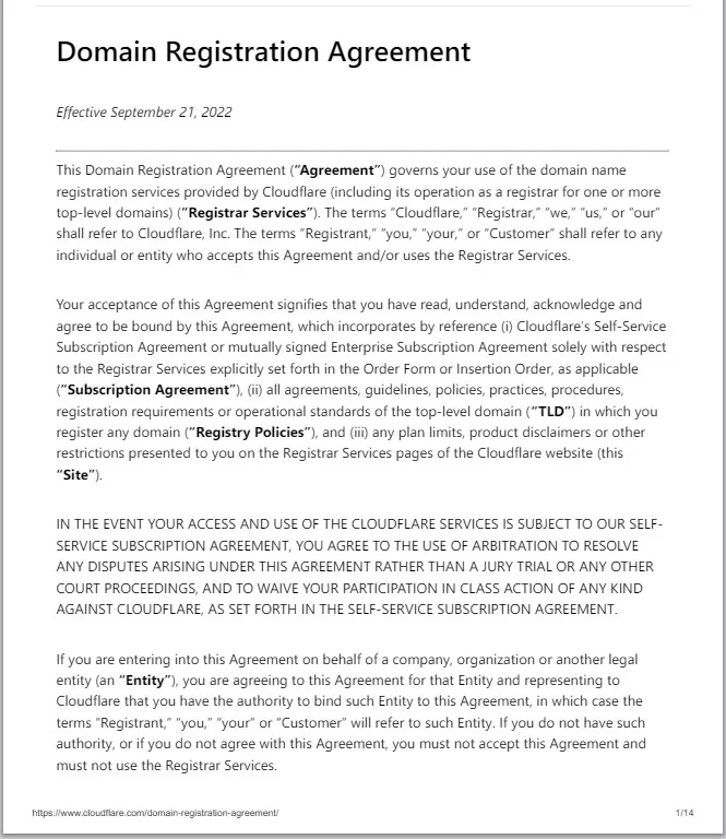 Domain Name Registration Agreement Template 3