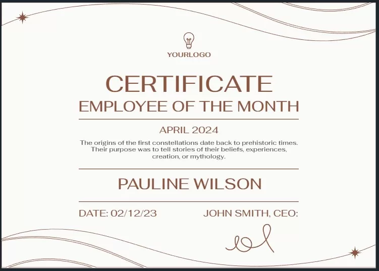 Employee of the Month Certificate Template 4