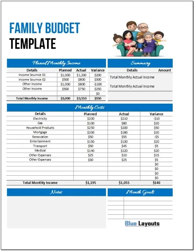 Family Budget Template 1