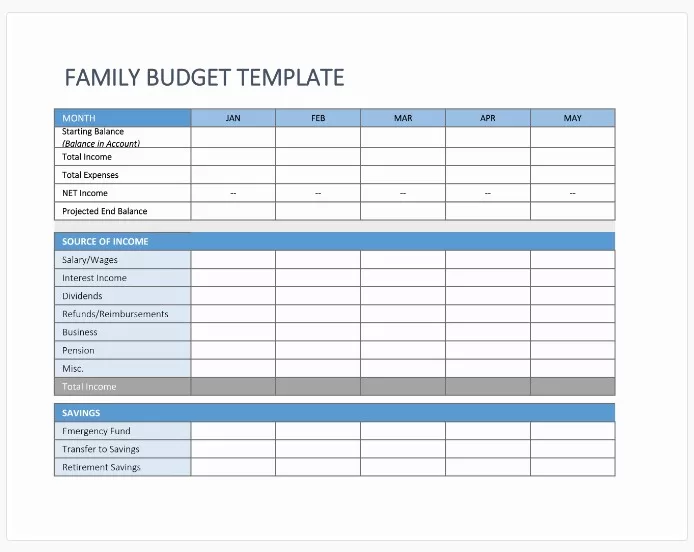 Family Budget Template 4