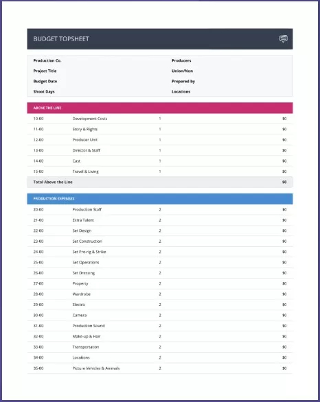 Film Budget Template 3