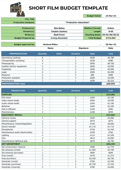 Film Budget Template 4