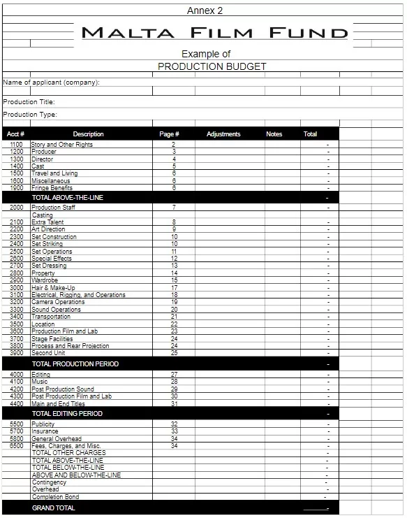 Film Budget Template 5