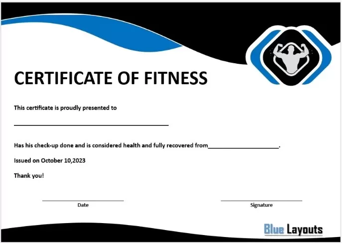 Fitness Certificate Template 1