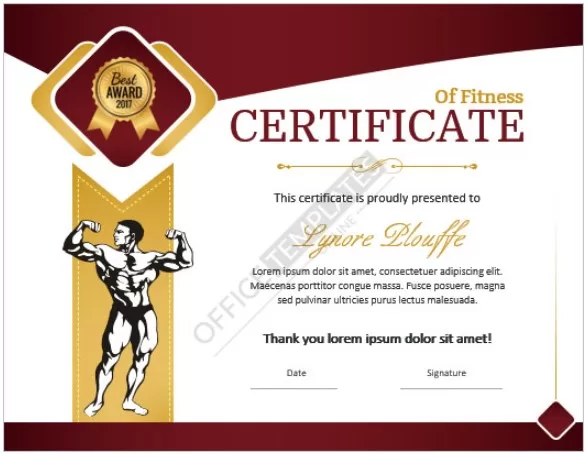 Fitness Certificate Template 5