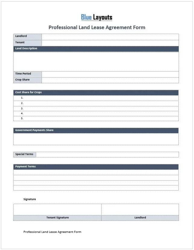 Form Land Lease Agreement Templat 01