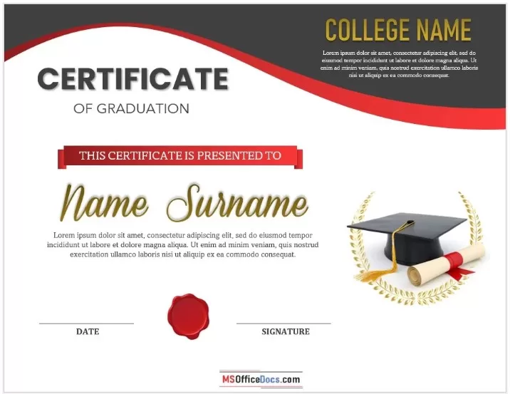 Graduation Certificate Template 1