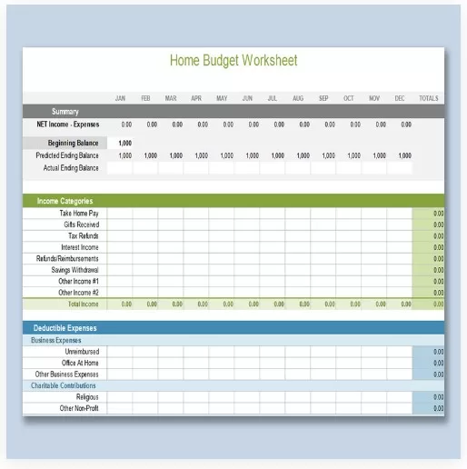 Home Running Expense Budget Template 03