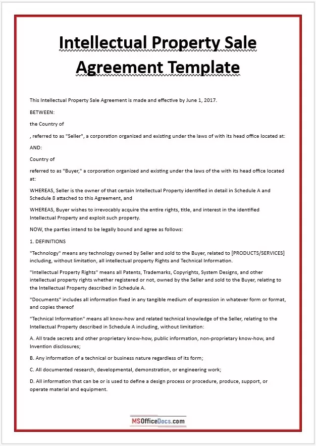 Intellectual Property Sale Agreement Template 02