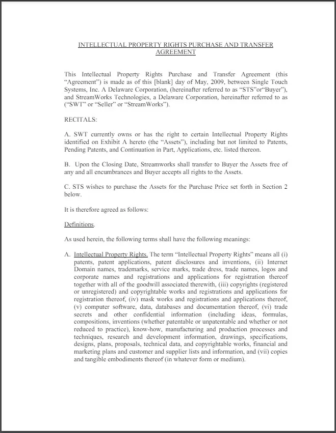 Intellectual Property Sale Agreement Template 03