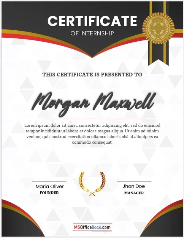 Internship Certificate Template 1