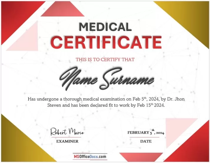 Medical Certificate Template 1