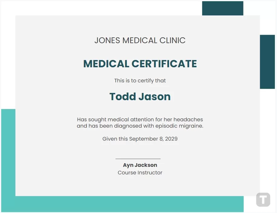 Medical Certificate Template 2