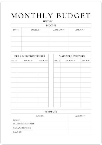 Monthly Budget Template 4