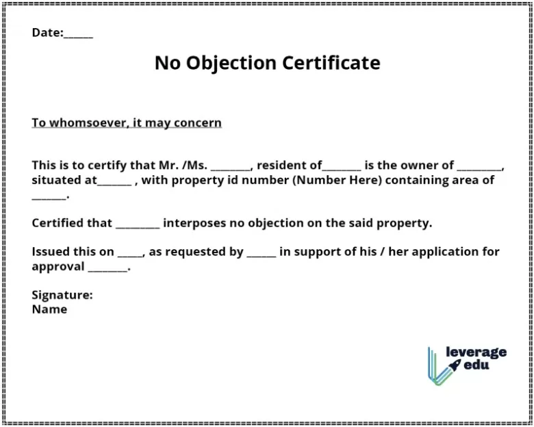 No Objection Certificate Template 2