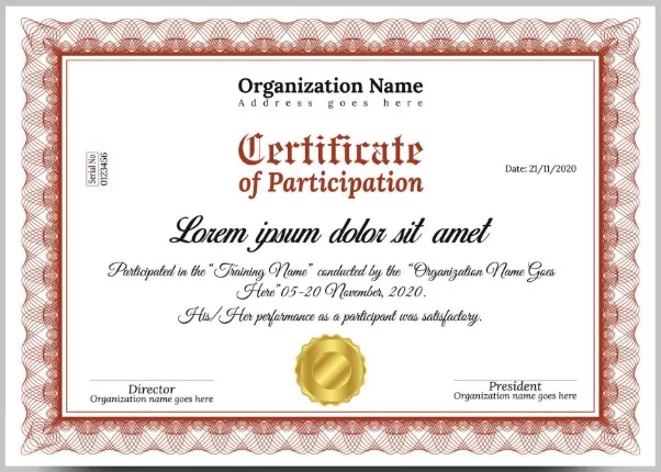 Participation Certificate Template 4