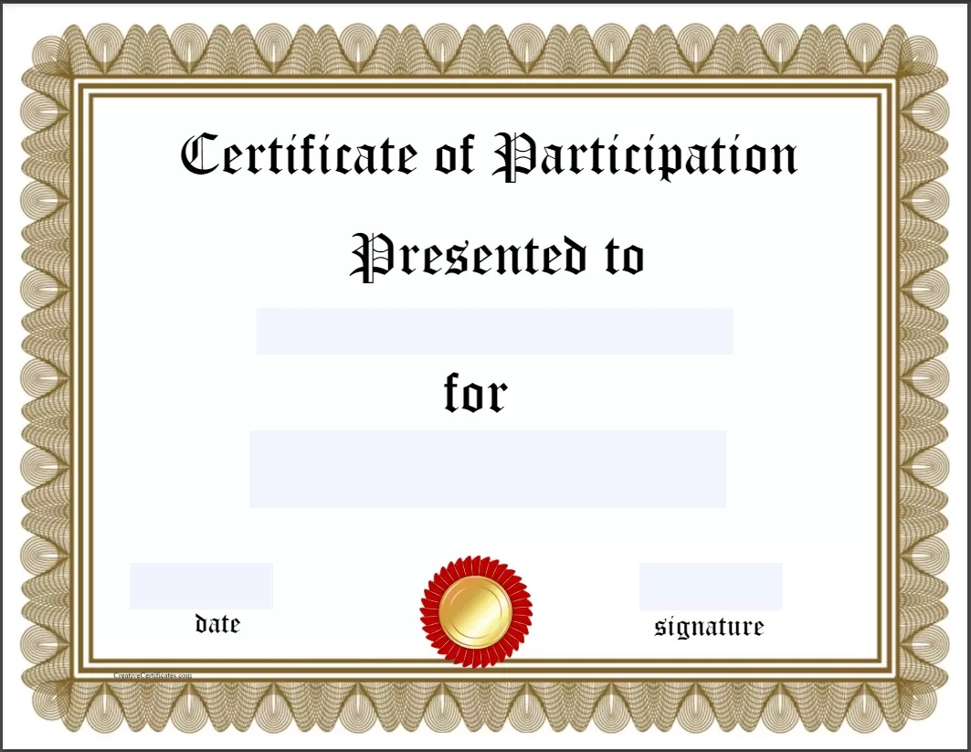 Participation Certificate Template 5