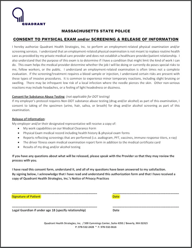 Physical Exam Consent Agreement Template 3