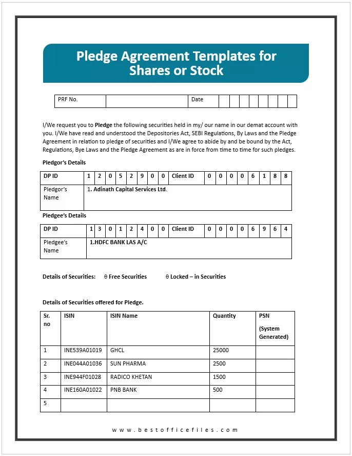 Pledge Agreement Template for Shares or Stock 2