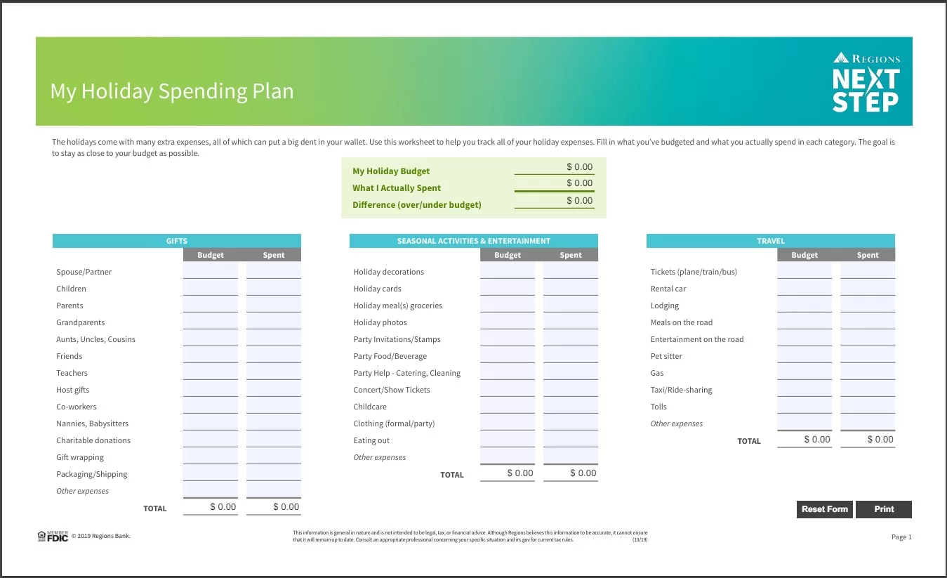 Printable Holiday Budget Template 2