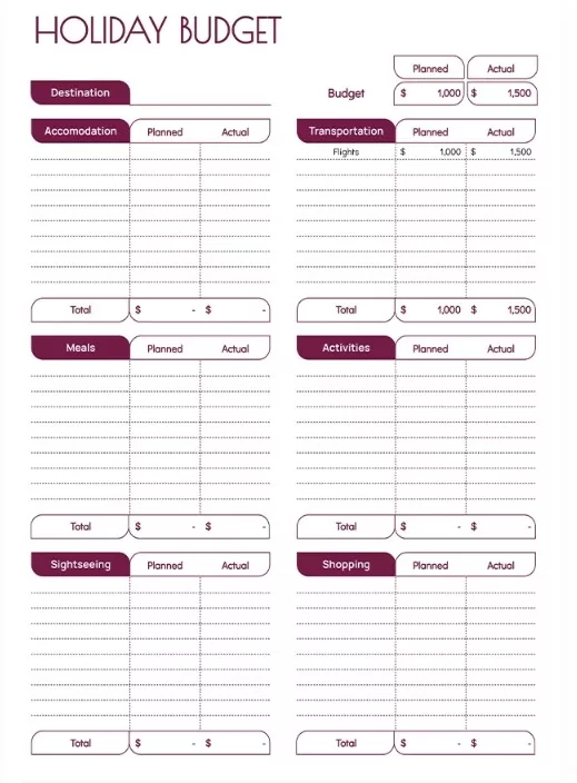 Printable Holiday Budget Template 5