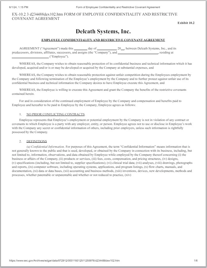 Restrictive Covenants for Employment Agreement Template 03