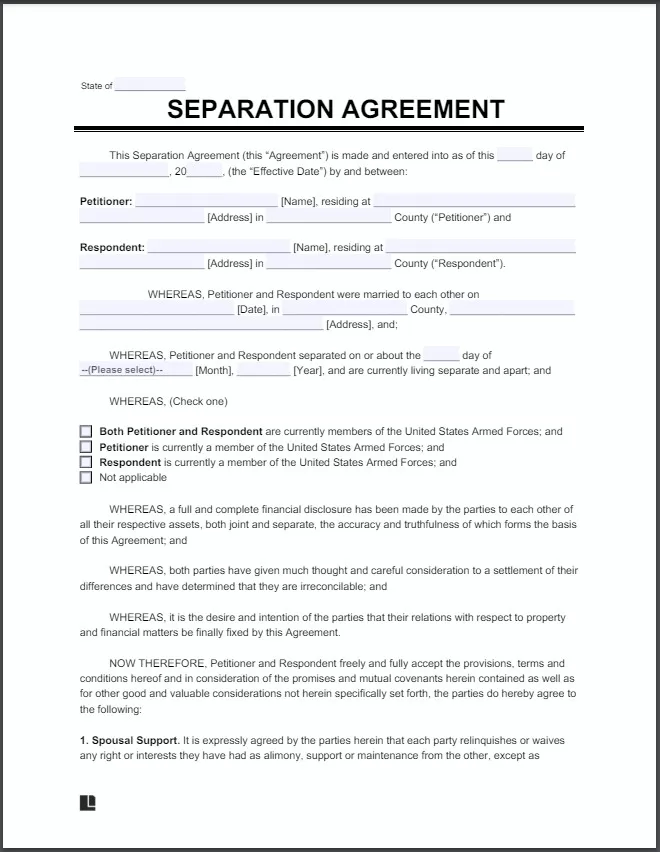 Separation Agreement Template 03