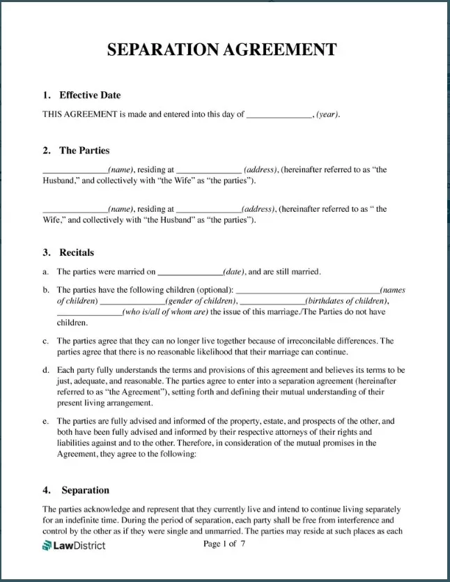 Separation Agreement Template 04